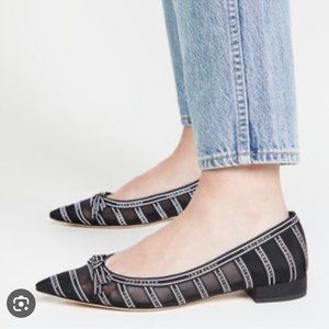 Tory Burch Pinstripe Mesh Pointed Flats Size 7.5